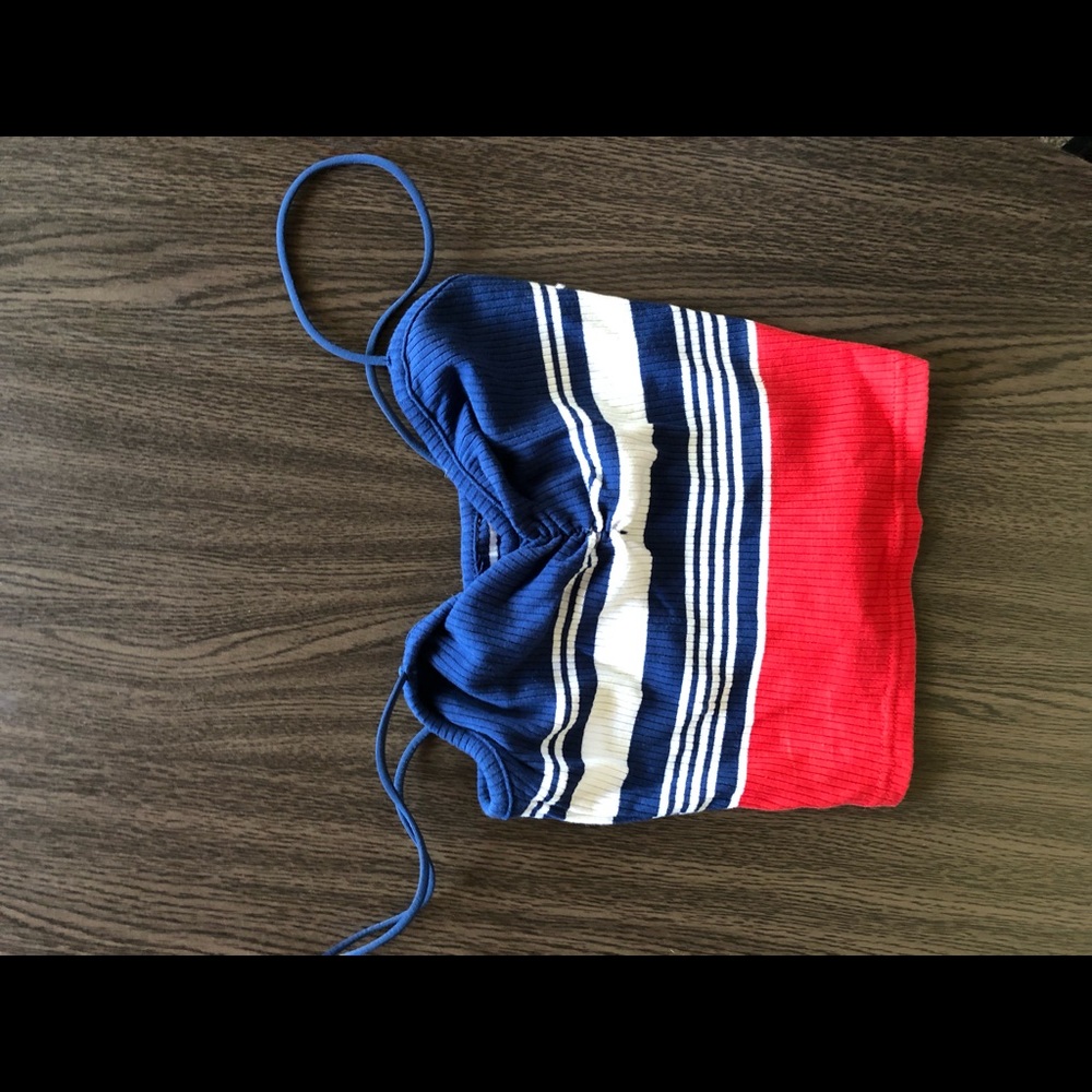 NEVER WORN red white and blue tank top/crop top